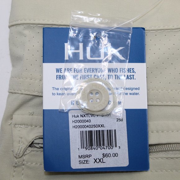 HUK Next Level Performance NWT Men's 2XL XXL Khaki Fishing Shorts w/7" inseam - Picture 6 of 9
